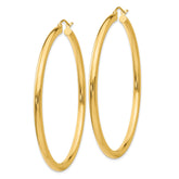 14K 3x55mm Polished Tube Hoop Earrings